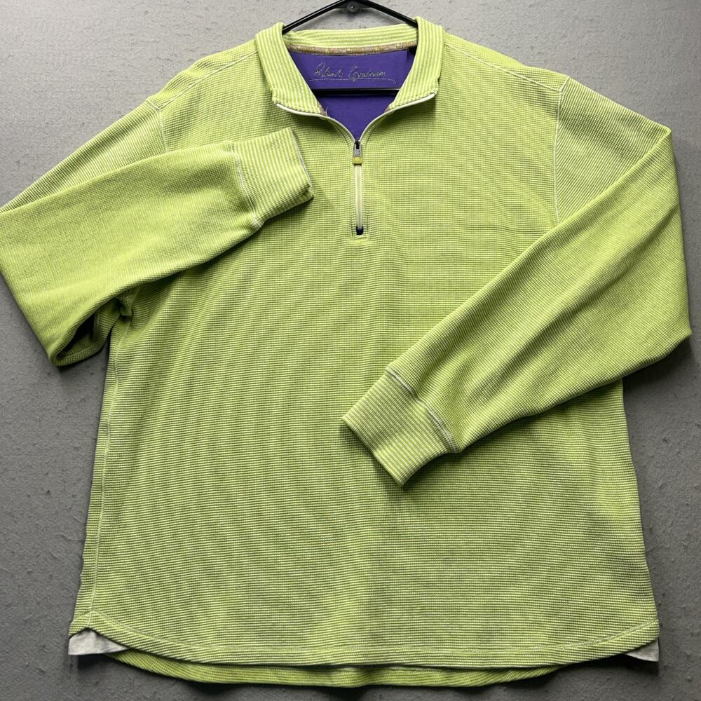 Robert‎ Graham Sweater Mens 1/4 Zip Pullover Green Textured XL Wisdom Truth